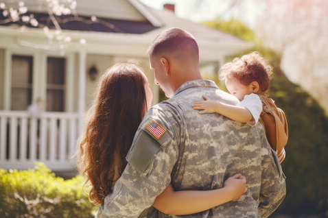 Military family enjoying life insurance benefits